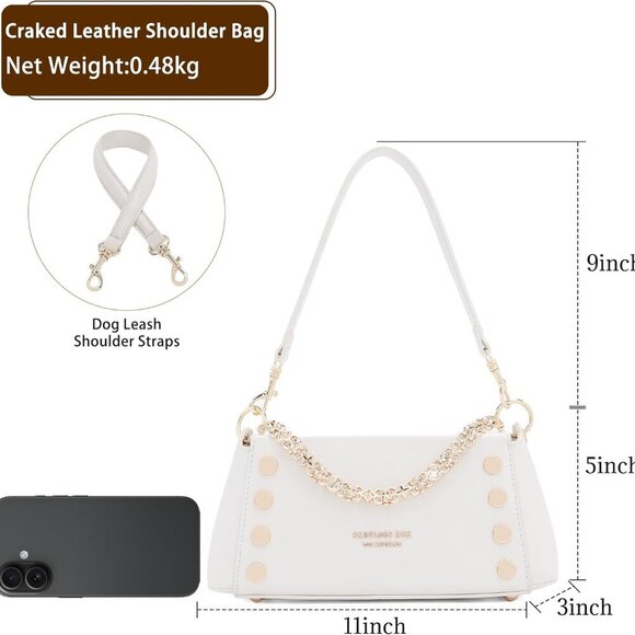 Small Shoulder Bag for Women Y2K Purse Designer Trendy Satchel Handbag Hobo Stud - Picture 2 of 7